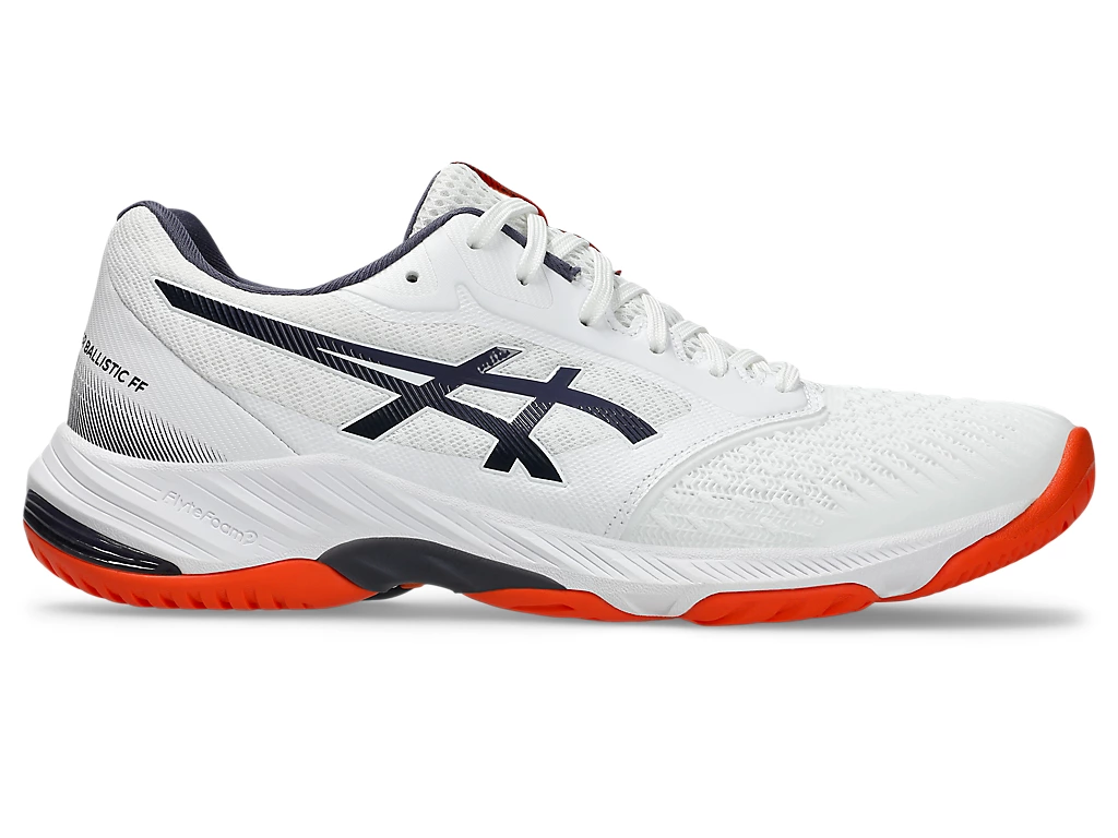 Asics Netburner Ballistic FF 3 - White / Indigo Fog - Chaussure de Squash / Racquetball