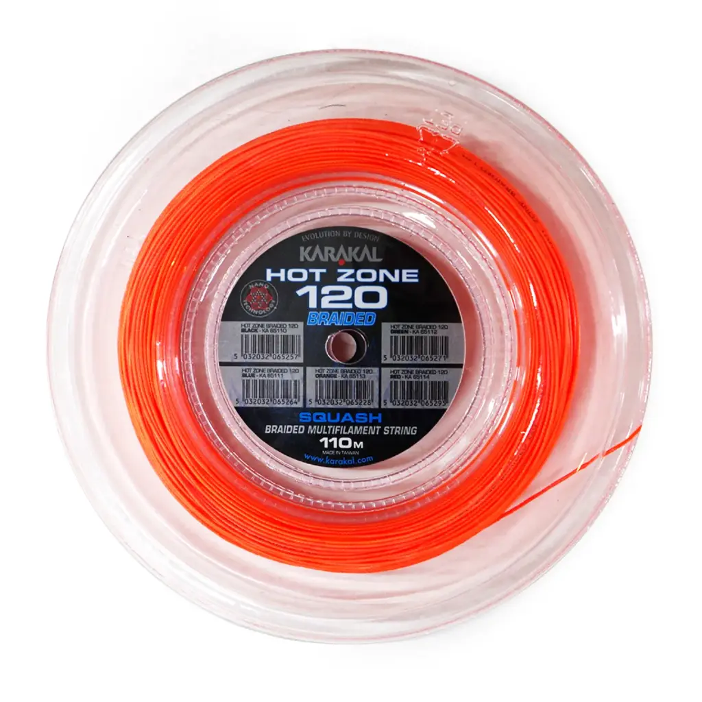 Karakal Hot Zone Braided 120 - Orange - Bobine Cordage de Squash 220m