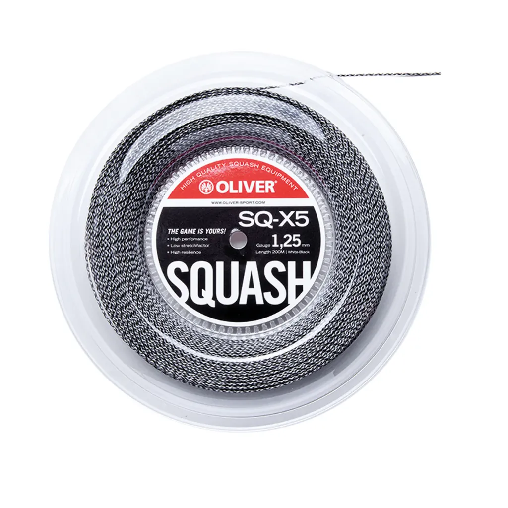 Oliver SQ-X5 1,25mm - Gris / Noir - Bobine Cordage de Squash 200m
